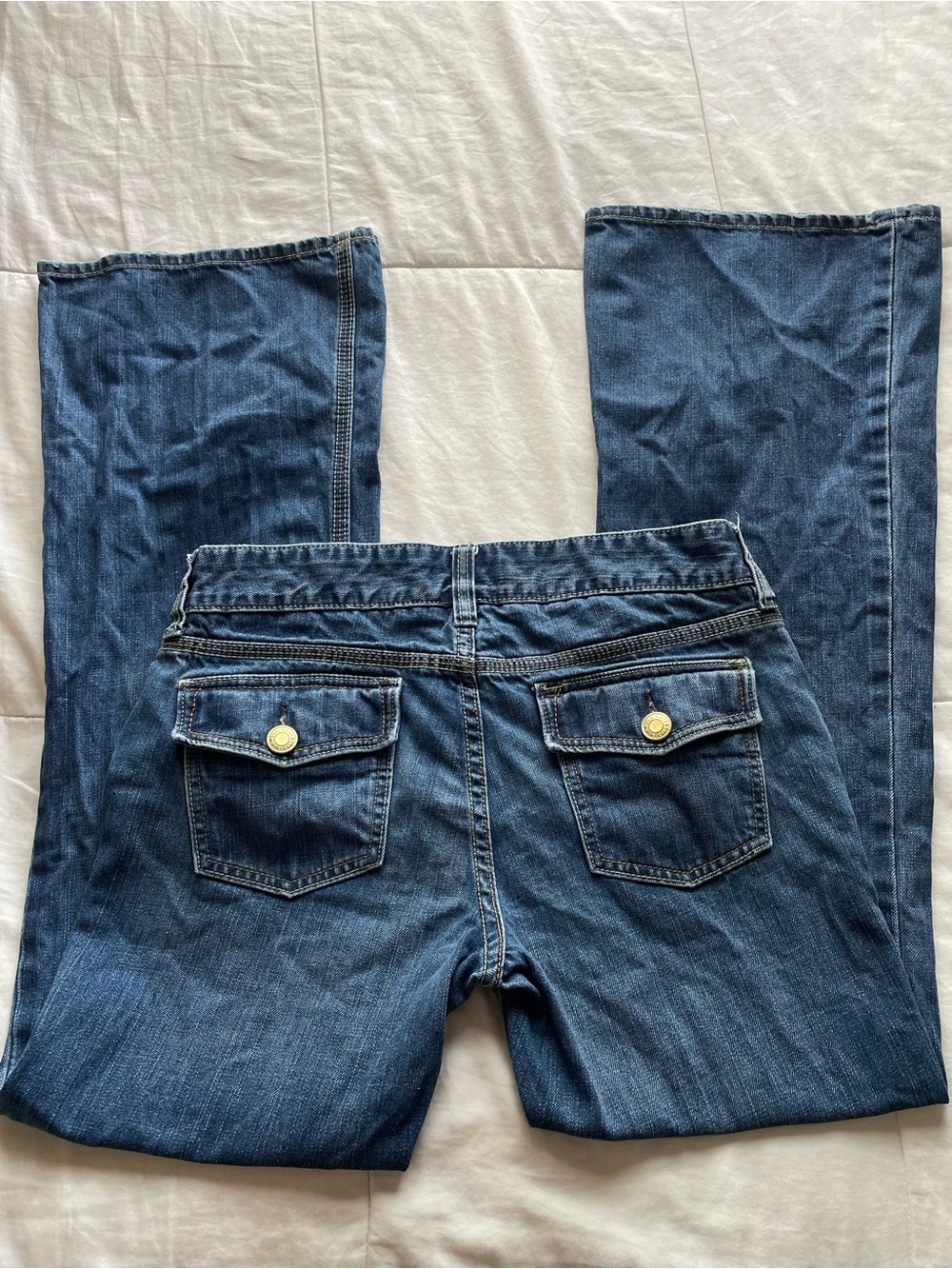 Old Navy Y2K Low Rise Flap Pocket Bootcut Flare Jeans 10 Classic Preppy 2000s - Picture 2 of 9